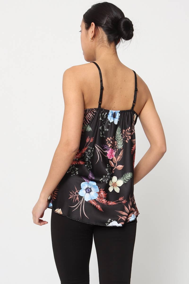 Floral Printed tank top with straps Made in Italy