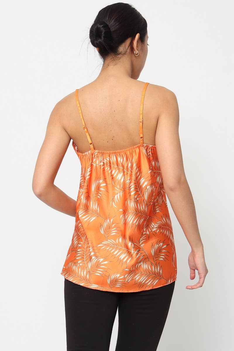 Feather Printed tank top with straps Made in Italy