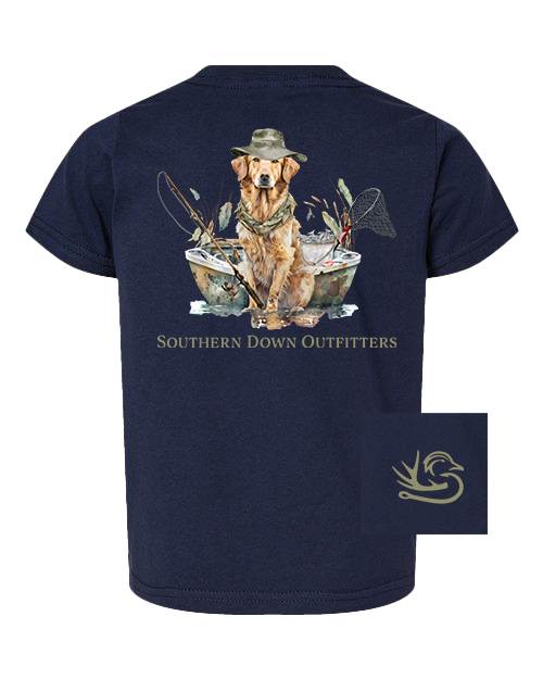 Dog in Boat Toddler Southern Down Outfitters Short Sleeve Tee