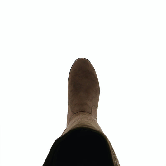 BLACKENBURY Rhinestone embellished tall-shaft boot Taupe Boot - By Azura