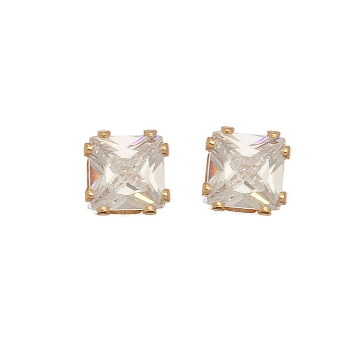 6mm Large Square Cubic Zirconia Ear Sense Stud Earrings