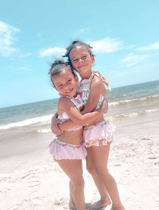 Pink bows two piece Swimsuit