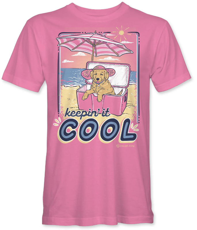 Keepin' It Cool - Golden Retriever on Beach YOUTH Azalea T-Shirt - ITSA GIRL THING Short Sleeve Tee