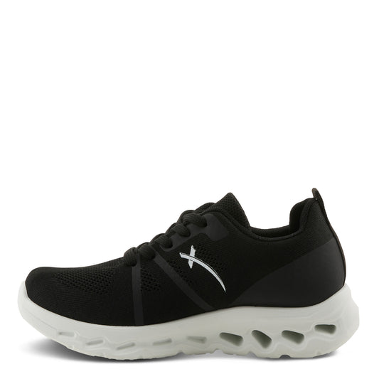 RUSHING Black athleisure lace-up sneakers by Flexus