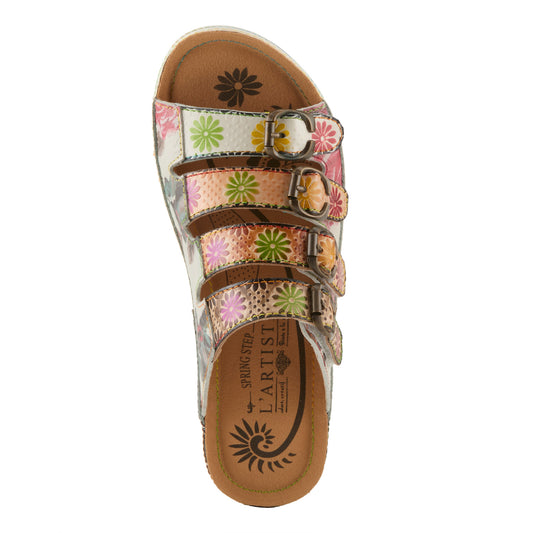 BELLINI White Multi Slide Sandal by L`ARTISTE