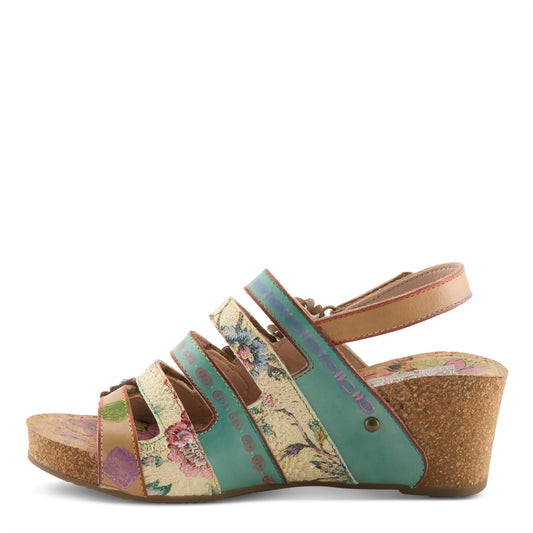 BUCKLEITUP Beige Multi Wedge Heel by L'Artiste from Spring Step Shoes