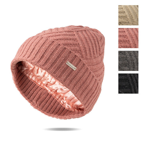 Britt's Knits Satin-Lined Pink Beanie say goodbye to hat hair!