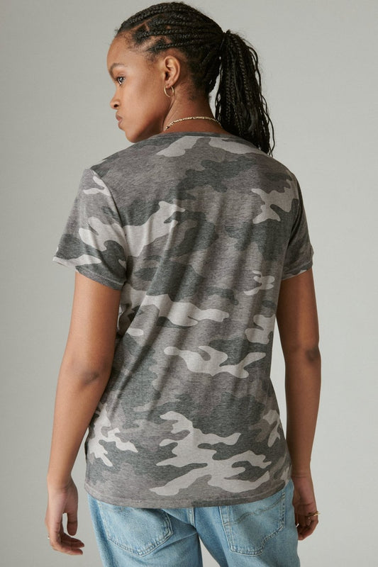 Black Camo V Neck T-Shirt by Lucky Brand