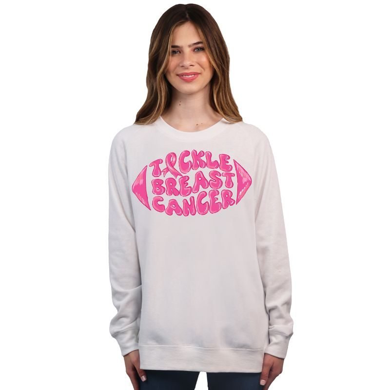 Tackle Breast Cancer - Snow - Crew Long Sleeve Pullover - Simply Southern Collection