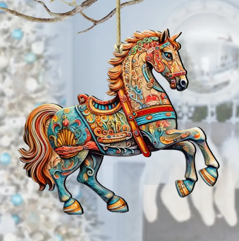 Carousel Horse Wooden Ornaments G.Debrekht Christmas