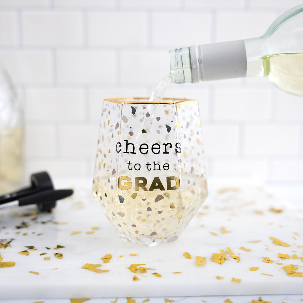 Cheers to the Grad - 16 oz Geometric Glass