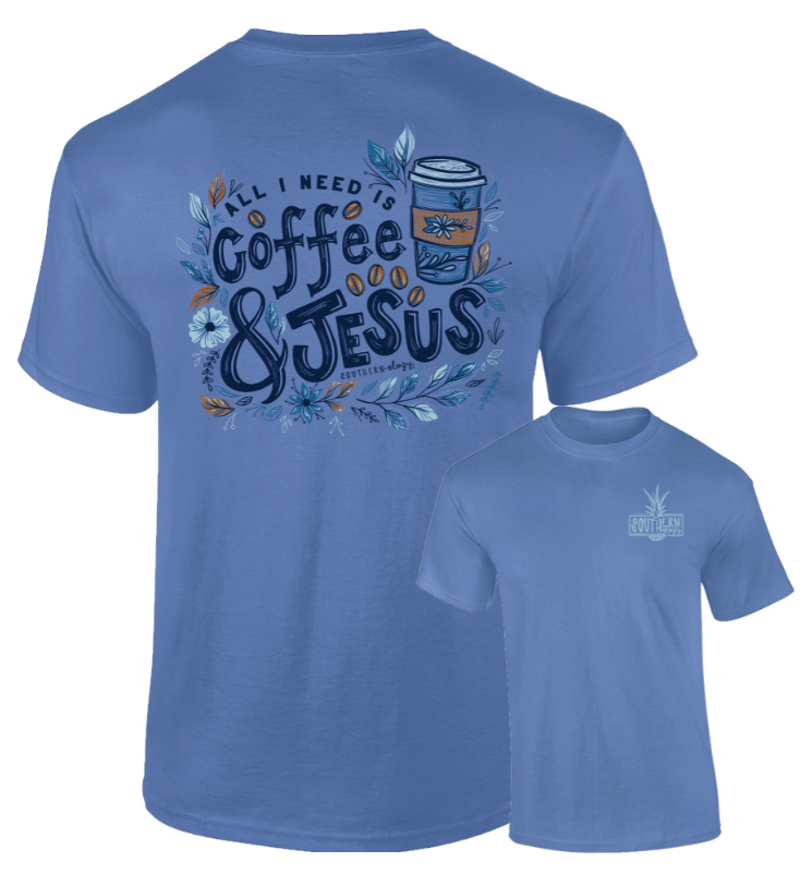Coffee and Jesus - Southernology Short Sleeve Comfort Color Tee