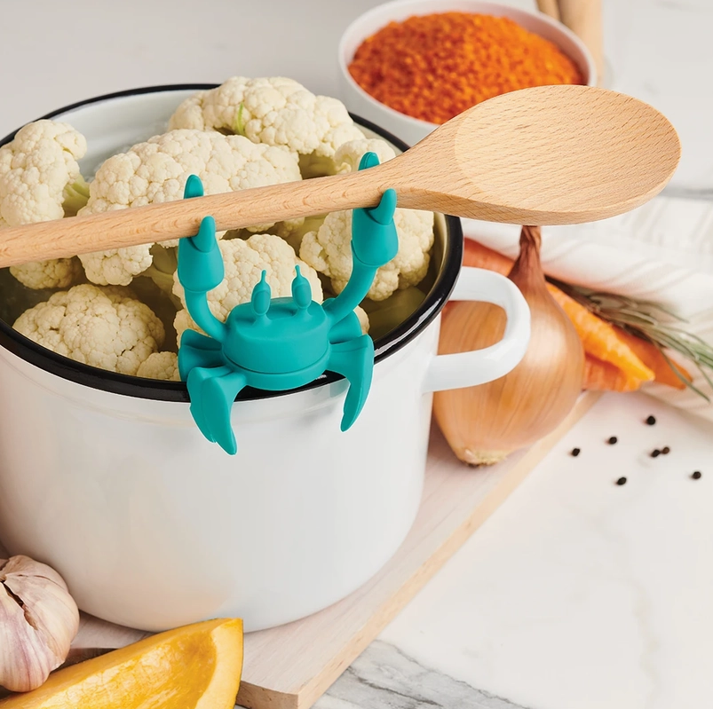 Crab Rotating Spoon Rest Steam Releaser (Aqua)
