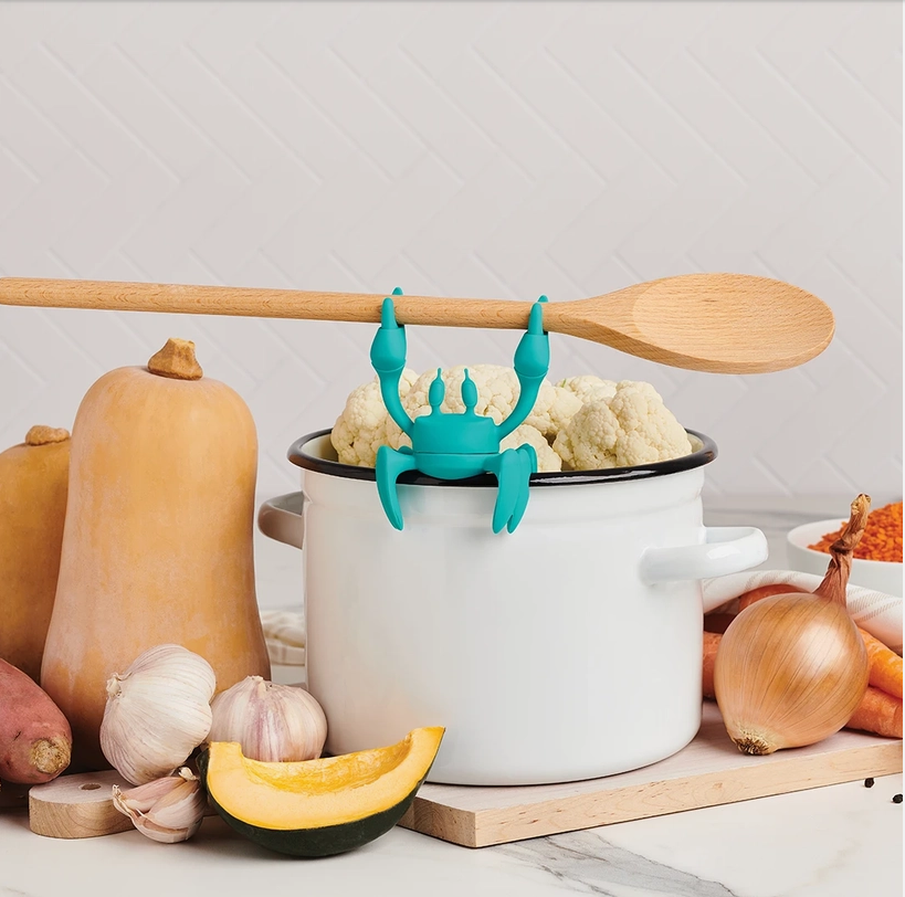 Crab Rotating Spoon Rest Steam Releaser (Aqua)