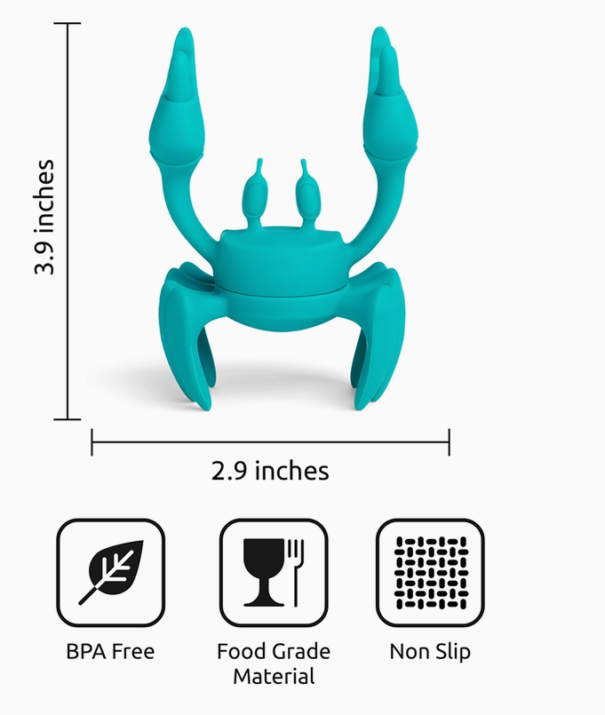 Crab Rotating Spoon Rest Steam Releaser (Aqua)