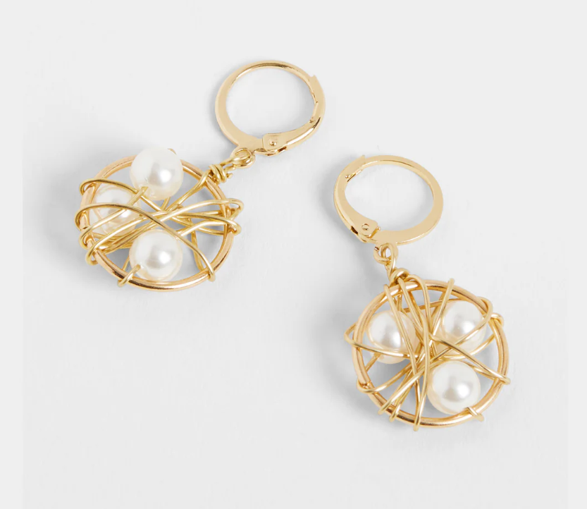 DREAMCATCHER W/ PEARL EARRINGS - GOLD