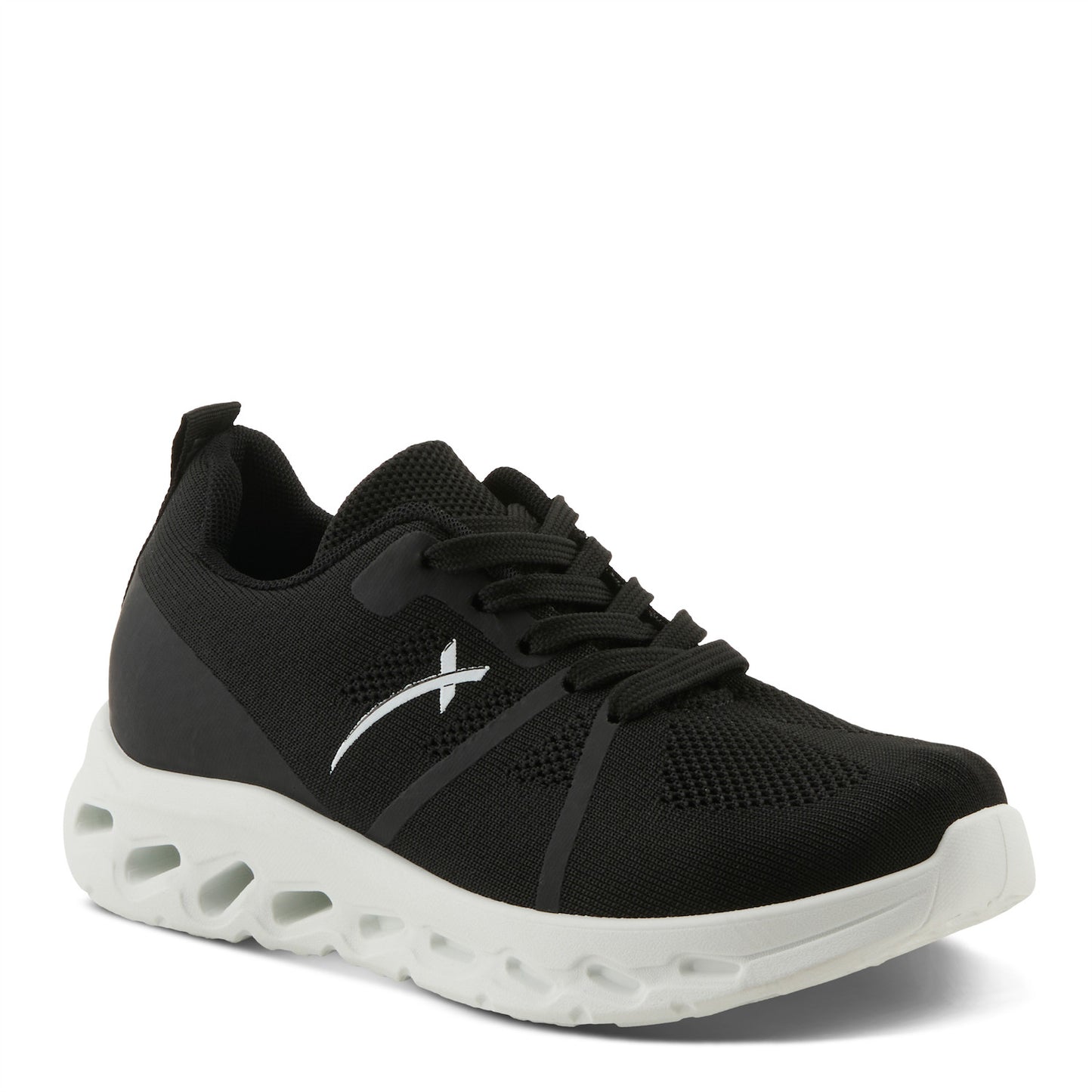 RUSHING Black athleisure lace-up sneakers by Flexus