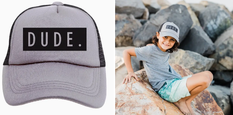 Dude Grey & Black Kids Trucker Hat