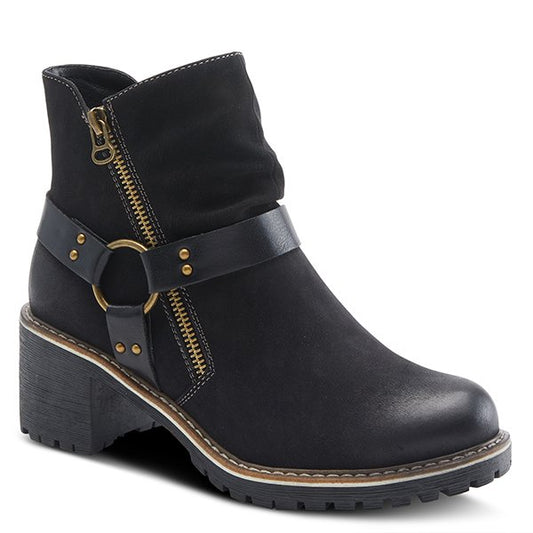 Firewood Black Lug Sole Bootie By Patrizia