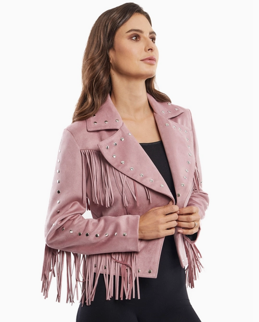 Fringe Jacket with Studded Detail by Adore