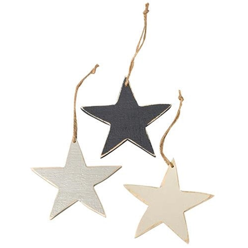 *3/Set Medium Wooden Star Ornaments