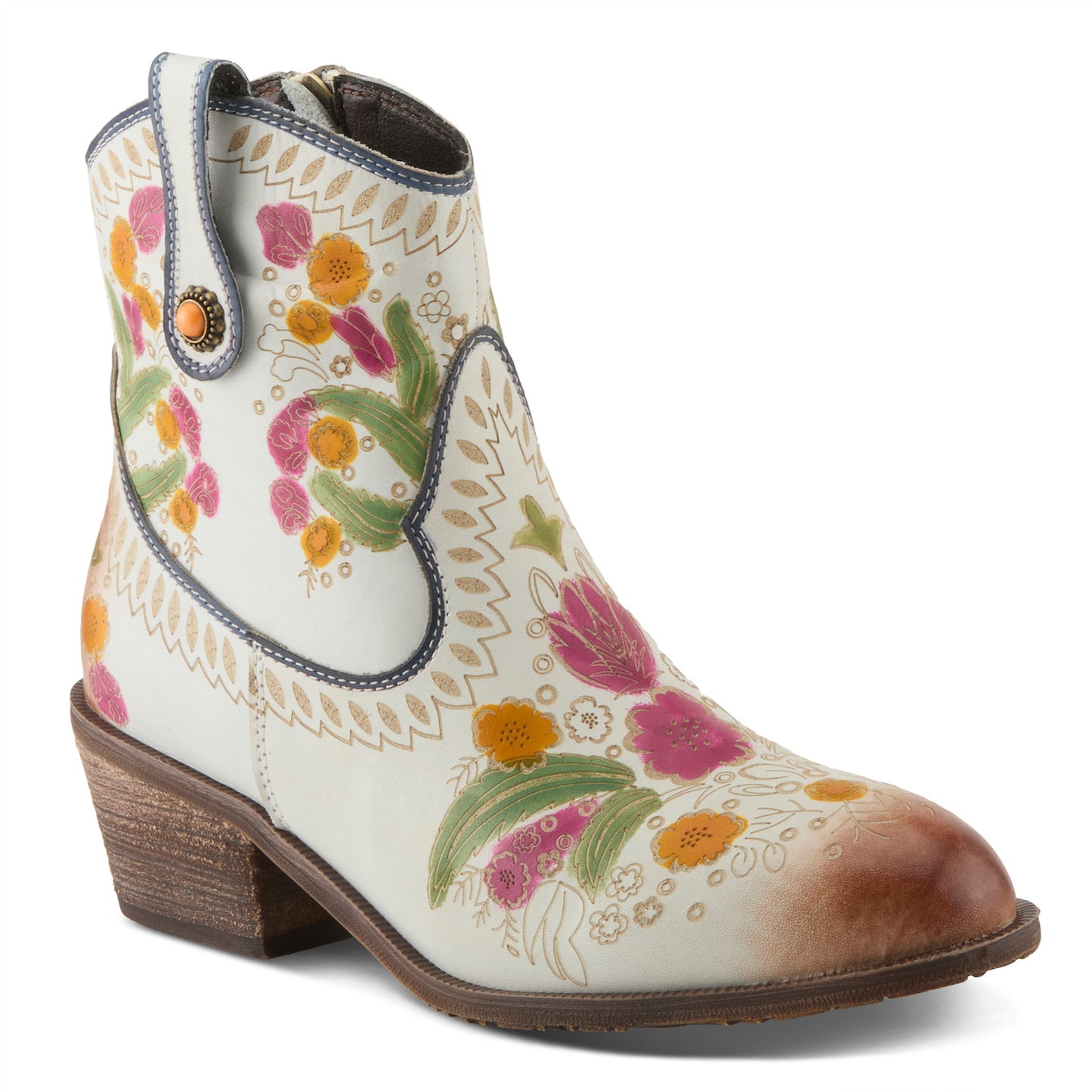 GALOP FLORAL BOOTIE in WhiteCowgirl Boot BY L`Artiste