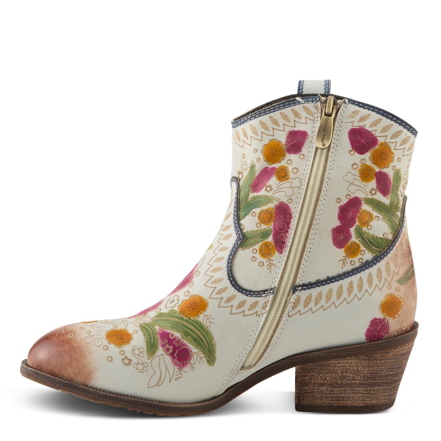 GALOP FLORAL BOOTIE in WhiteCowgirl Boot BY L`Artiste