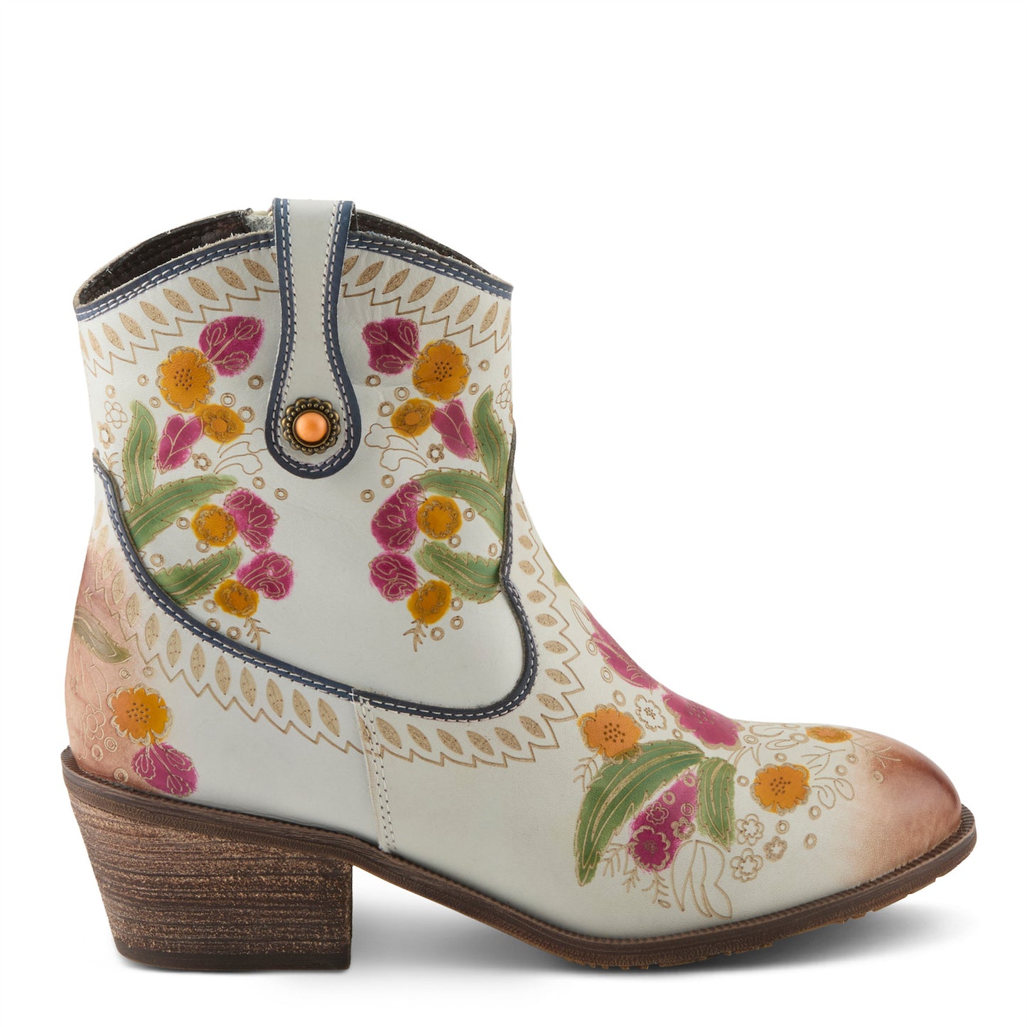 GALOP FLORAL BOOTIE in WhiteCowgirl Boot BY L`Artiste