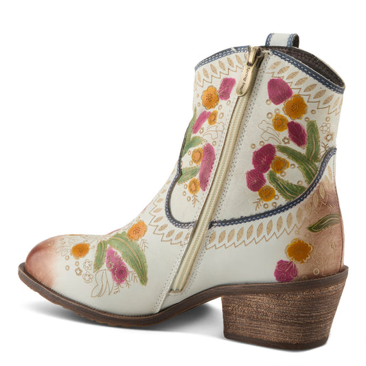 GALOP FLORAL BOOTIE in WhiteCowgirl Boot BY L`Artiste