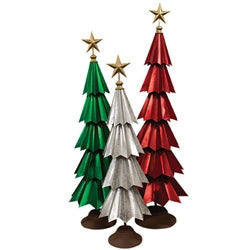 Distressed Red Metal Christmas Tree - 88"H