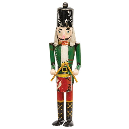Recycled Metal Green Nutcracker w/Drum