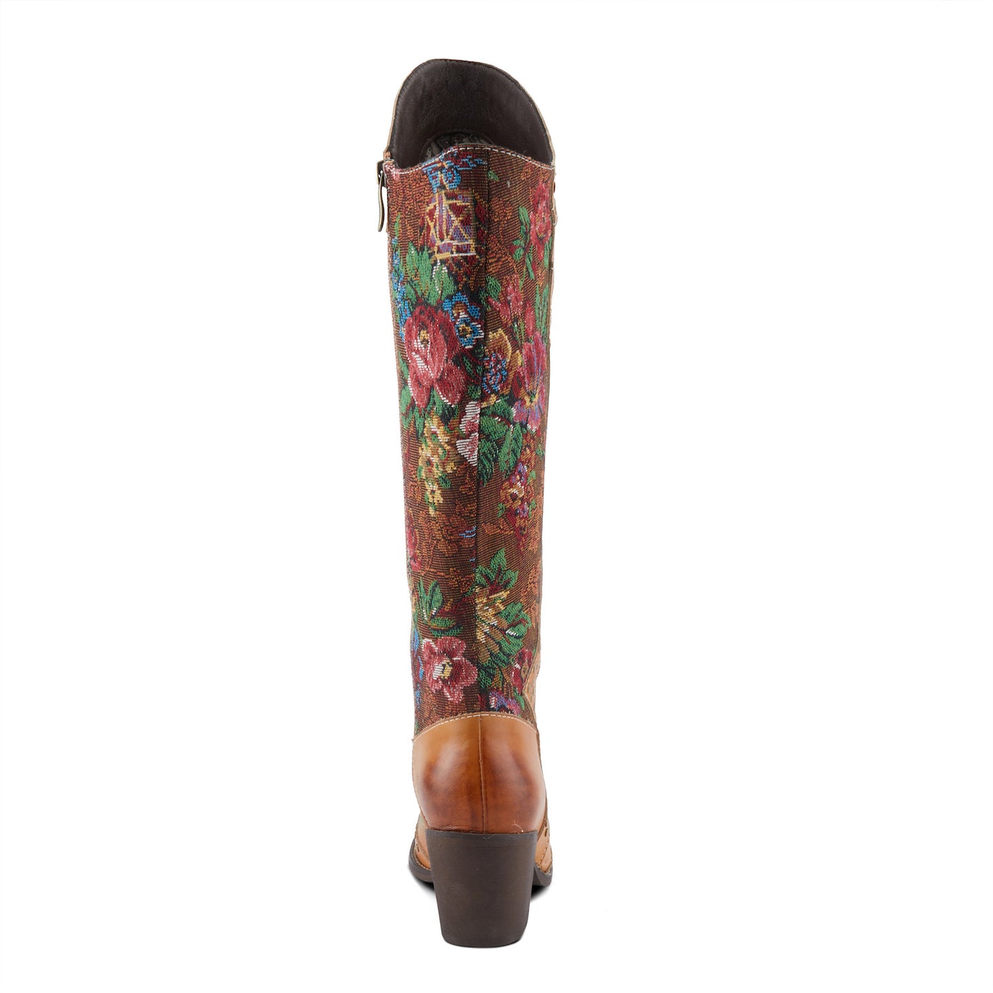 MALLORIE - Camel Handpainted Floral and Butterfly Design Cowboy Boot by L`ARTISTE