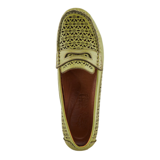 CRAIN Green Laser-Cut Out Moccasin SPRING STEP Style