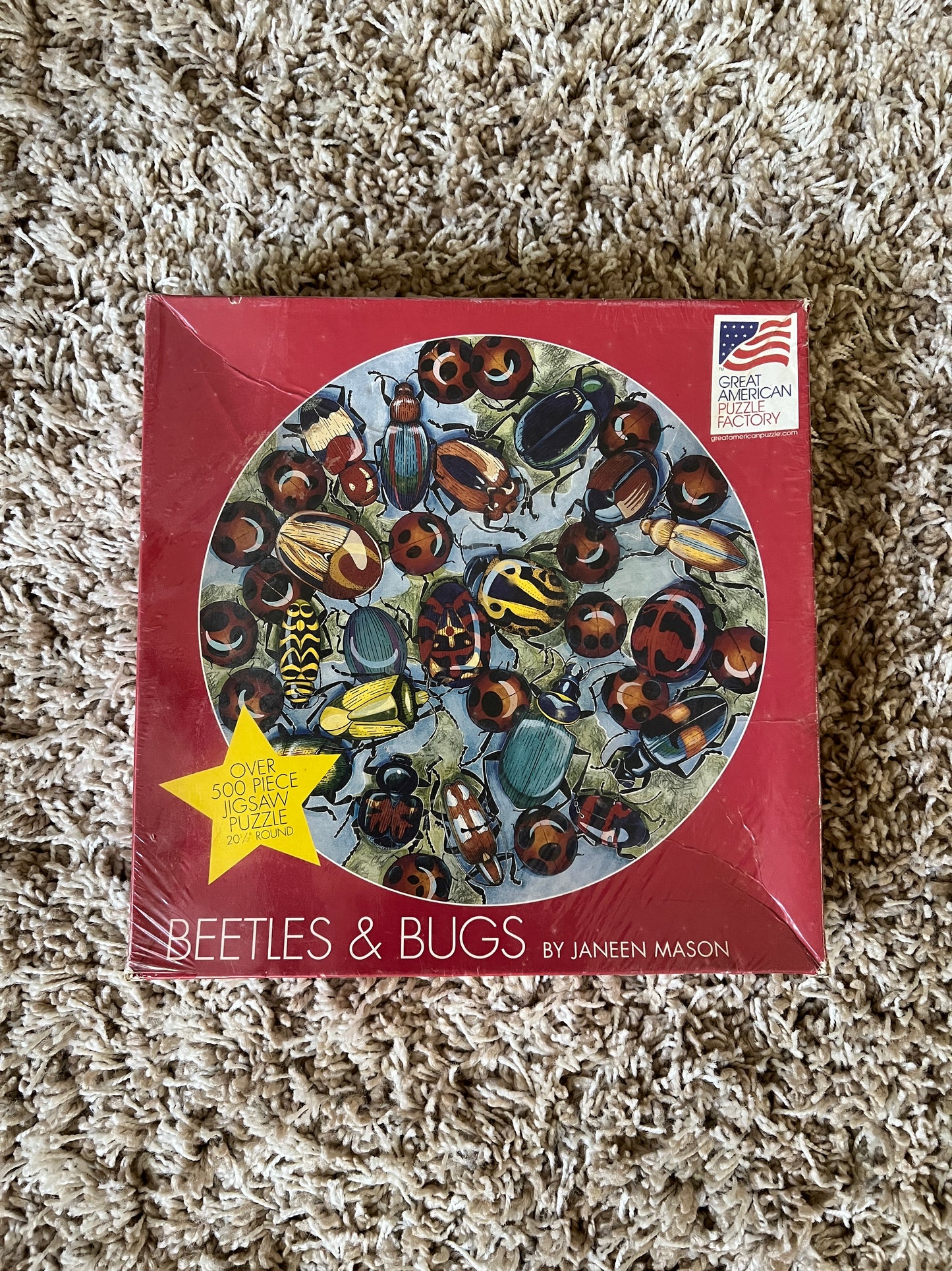 500 Piece Round Jigsaw Puzzle - Beetles & Bugs by Janeen Mason by Great American Puzzle Factory
