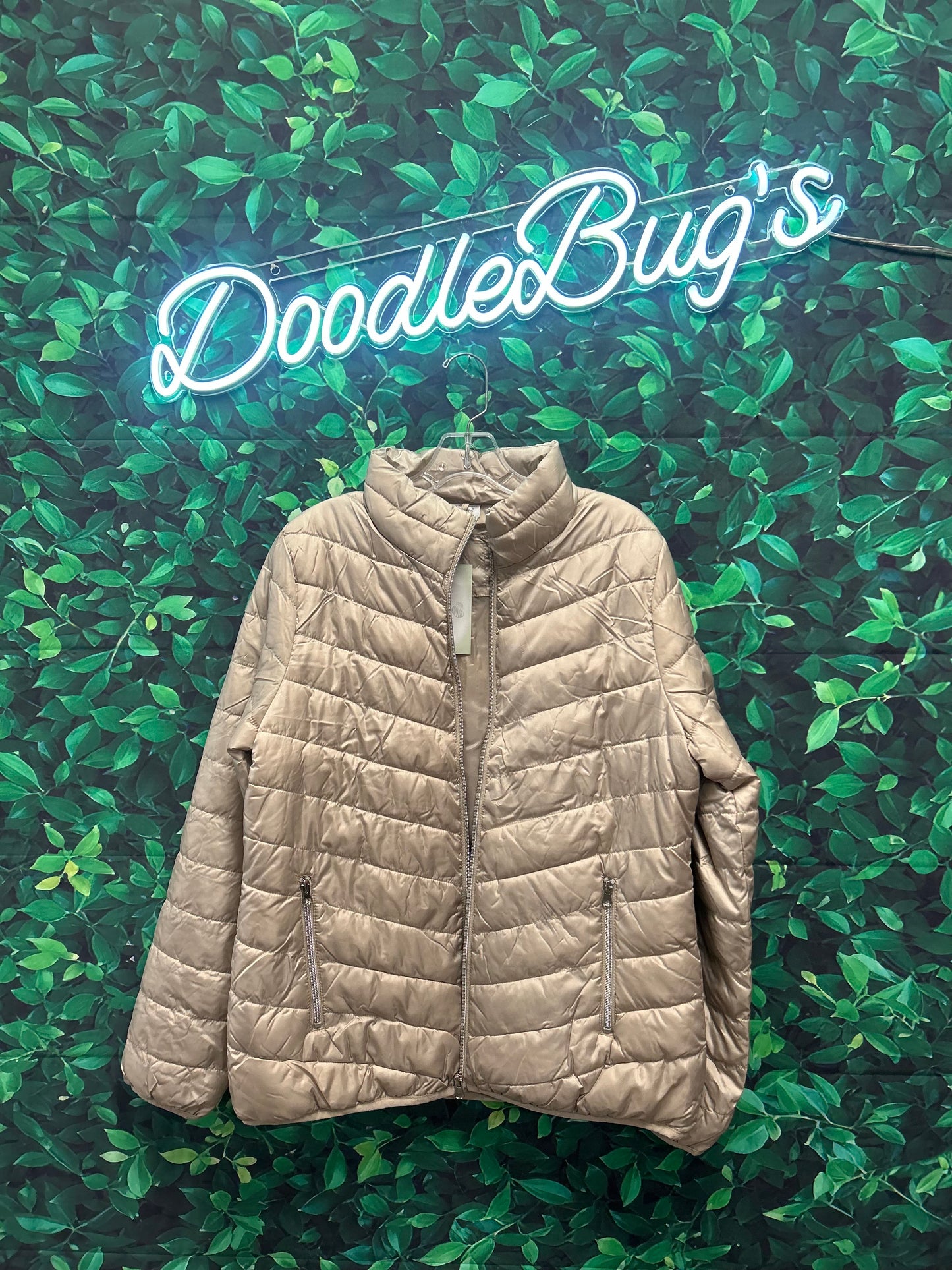 Sand Quilted Zip up Coat with pockets by KerenHart