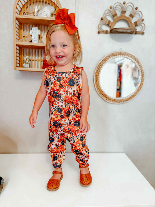 3D Floral honey/ Ollie romper - with snaps
