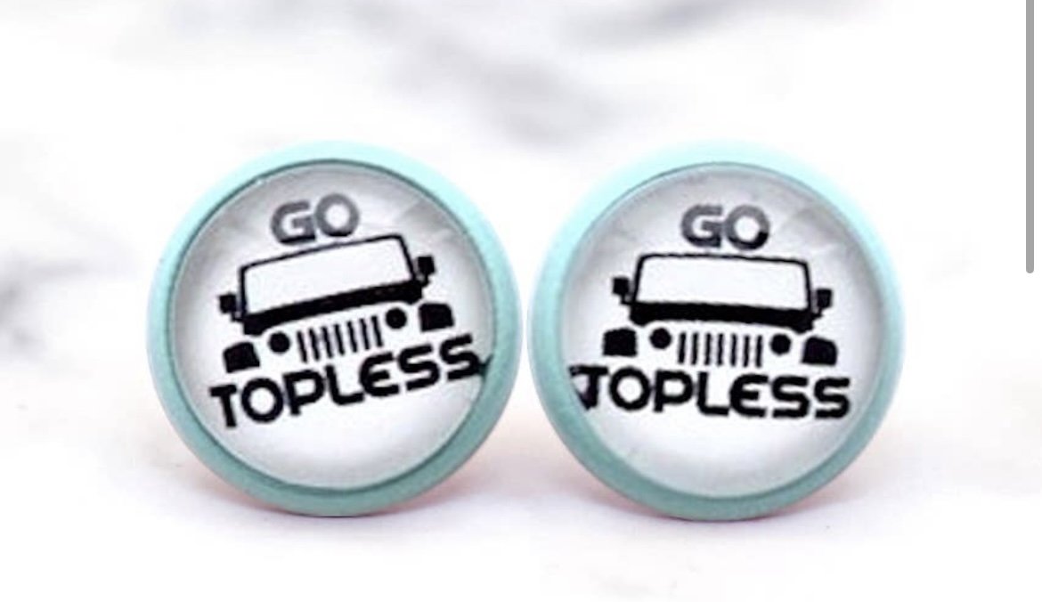 Jeep Go Topless Photo Stud Earrings