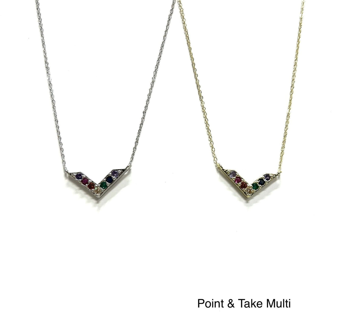 16 + 3 Ext. NKL with Multicolored Chevron - Point Taken -Multi by B.b. Lila Jewelry