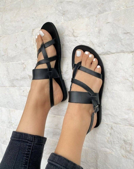 Women Strappy 100% Genuine Leather Gladiator Sandals