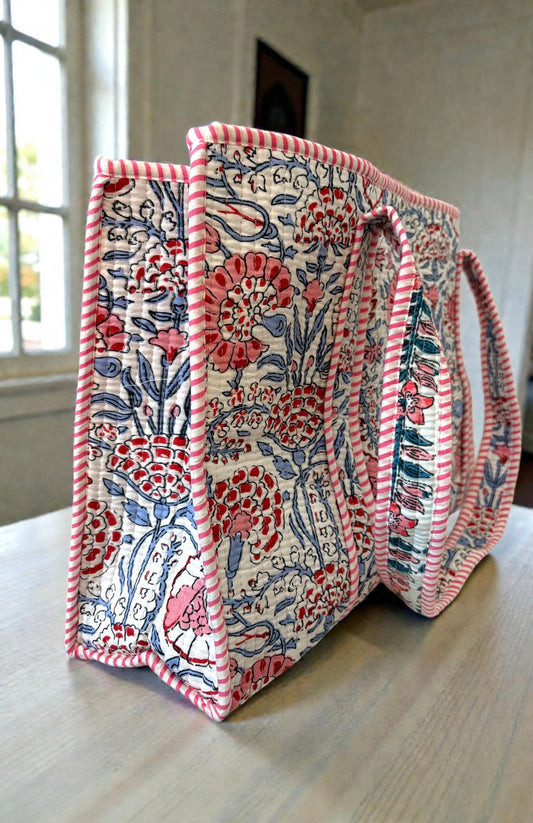 SC - Millie Blue and Pink Floral Tote Bag