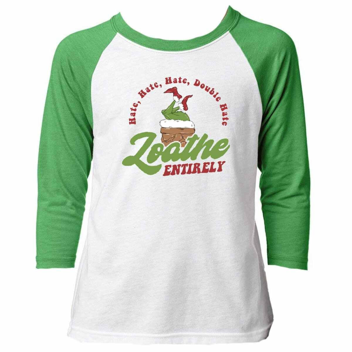 KIDS HATE HATE HATE DOUBLE HATE LOATHE ENTIRELY 3/4 SLEEVE T-SHIRT by Jane Marie