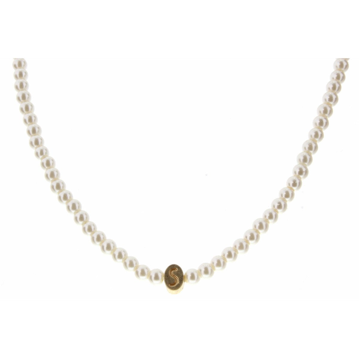 KIDS 14 GOLD INITIAL ON PEARL STRAND NECKLACE 3 EXT. Assorted by Jane Marie