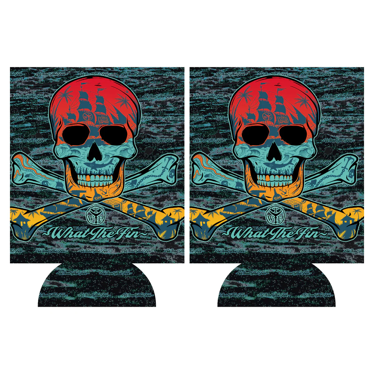 Jolly Roger Skull Koozie WTF - What The Fin