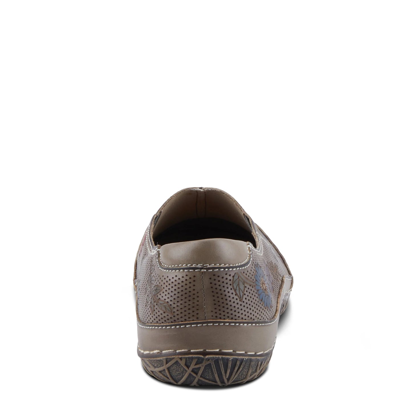 LIBORA-DELITE Hand-Painted Floral Slip-Ons GreyMulti With Colorful Flowers by L`ARTISTE