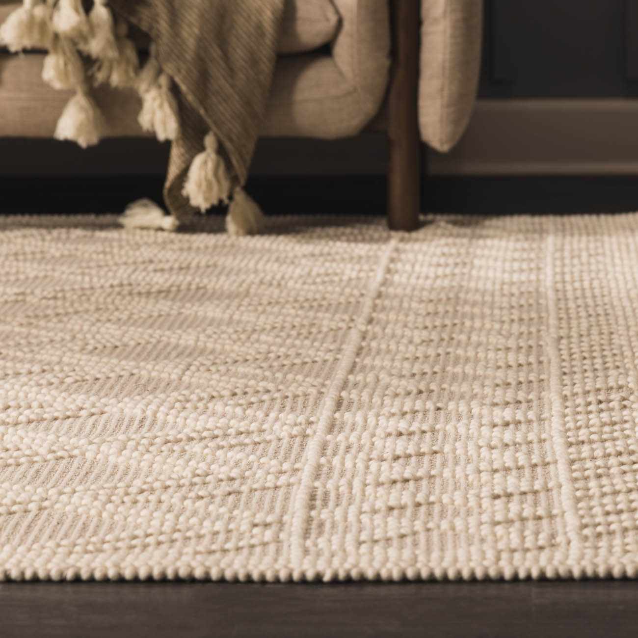 Ramsbury Beige Trellis Wool Rug