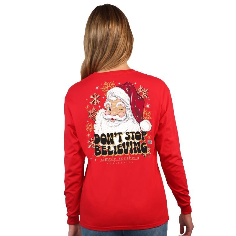 Don't Stop Believing - Red - Long Sleeve Tee - #SIMPLYSOUTHERN