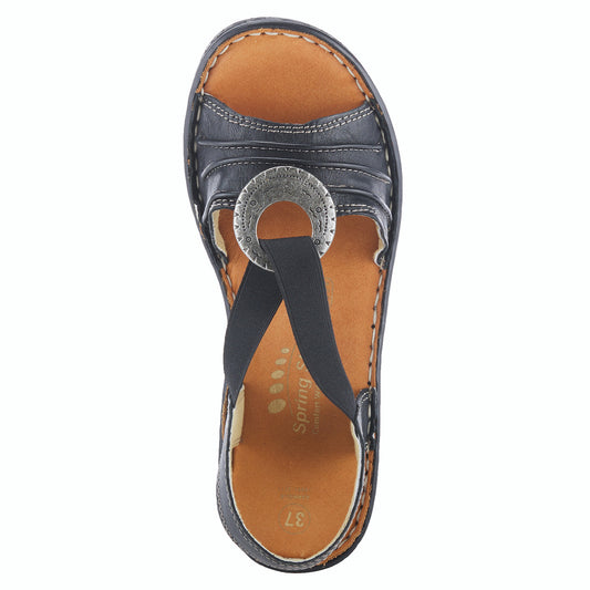 Karmel Black Leather Sandal by SPRING STEP
