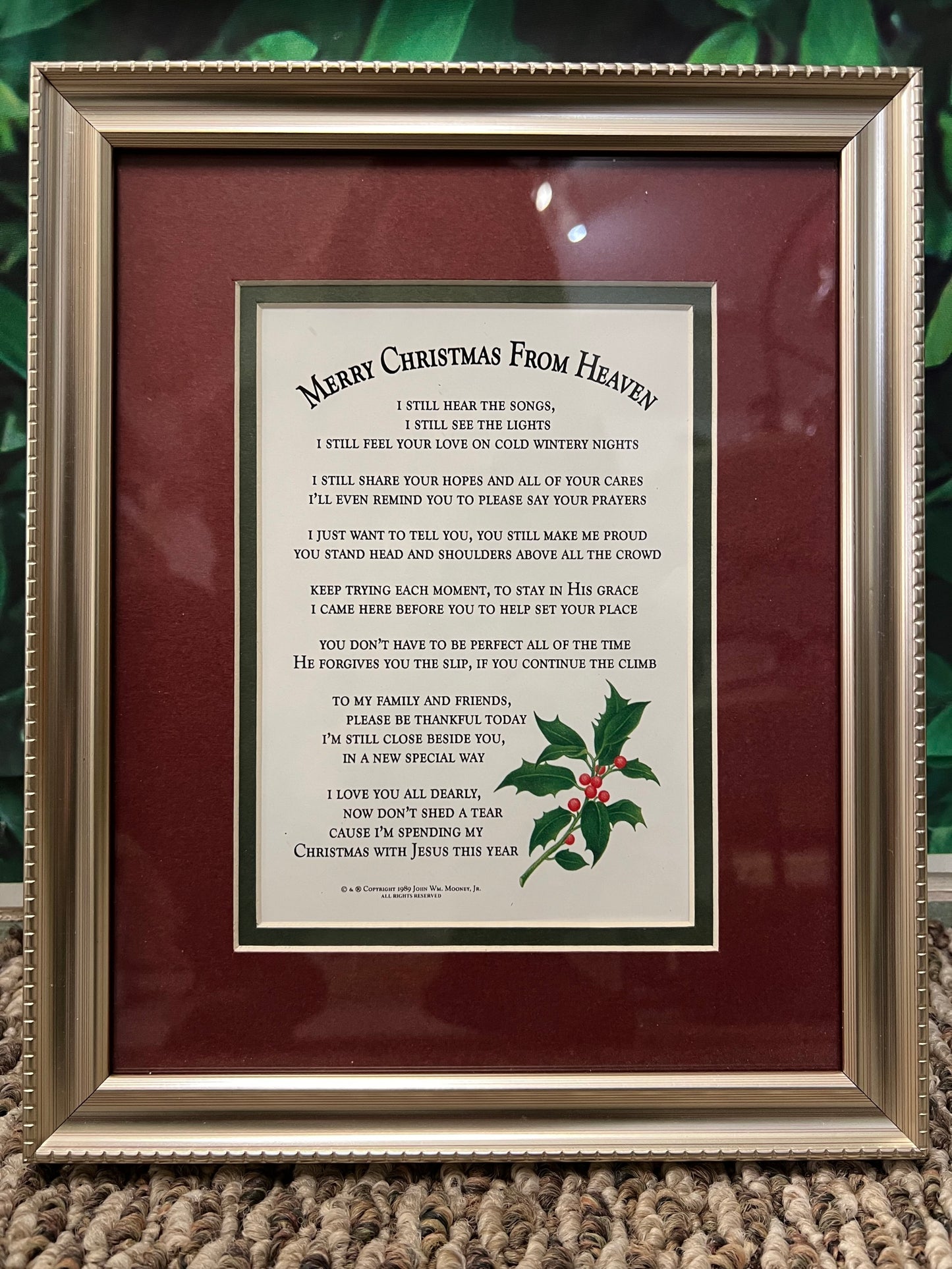 Merry Christmas From Heaven Framed Poem