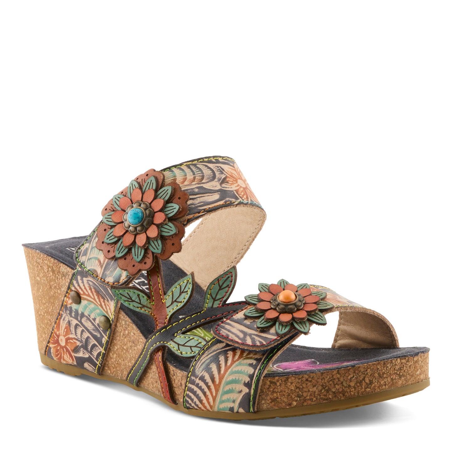 MOAI-Navy Multi Wedge Heel Sandal by L`ARTISTE from Spring Step Shoes