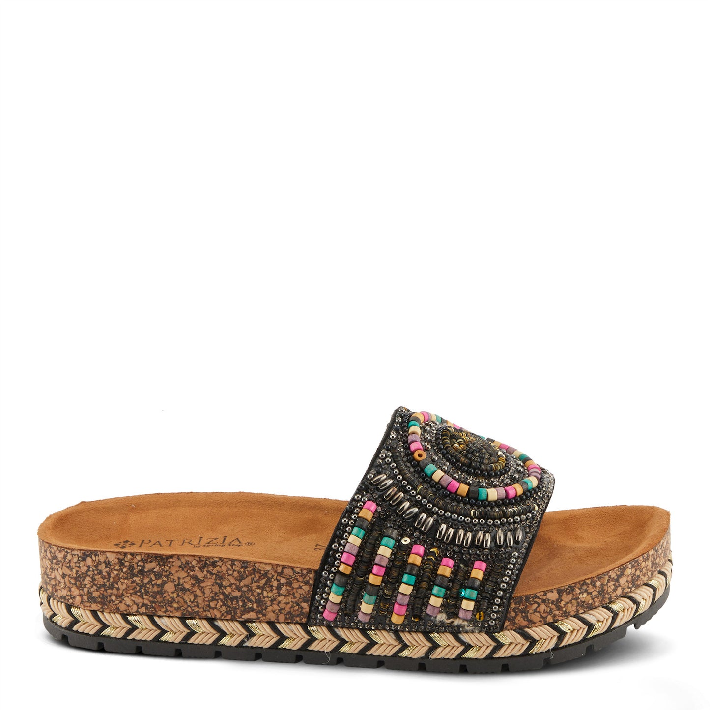Swirla Black Multi Slide Sandal by Patrizia